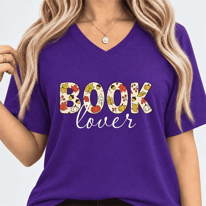 Book Lover Ultra-Soft V-Neck | Book Lover Gift Team Purple