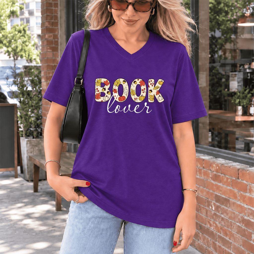 Book Lover Ultra-Soft V-Neck | Book Lover Gift Team Purple