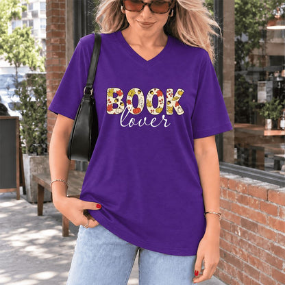 Book Lover Ultra-Soft V-Neck | Book Lover Gift Team Purple