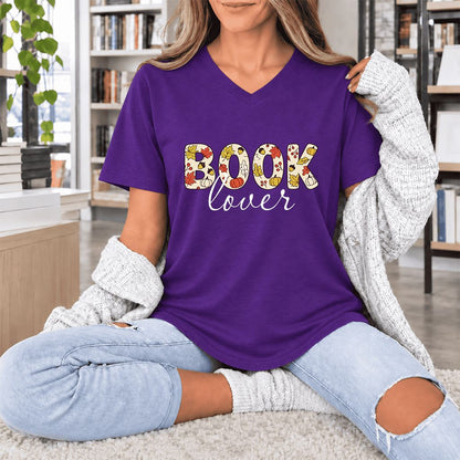 Book Lover Ultra-Soft V-Neck | Book Lover Gift Team Purple