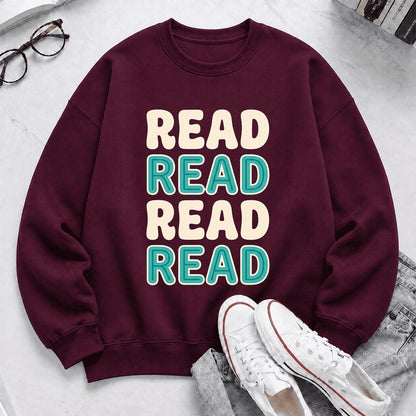 Read Read Read Read Printed Sweatshirt | Simple Book Lover Gift Maroon