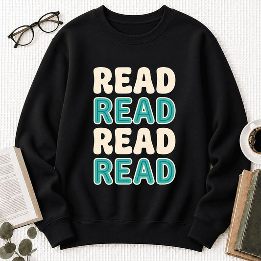 Read Read Read Read Softstyle Sweatshirt | Simple Book Lover Gift Black