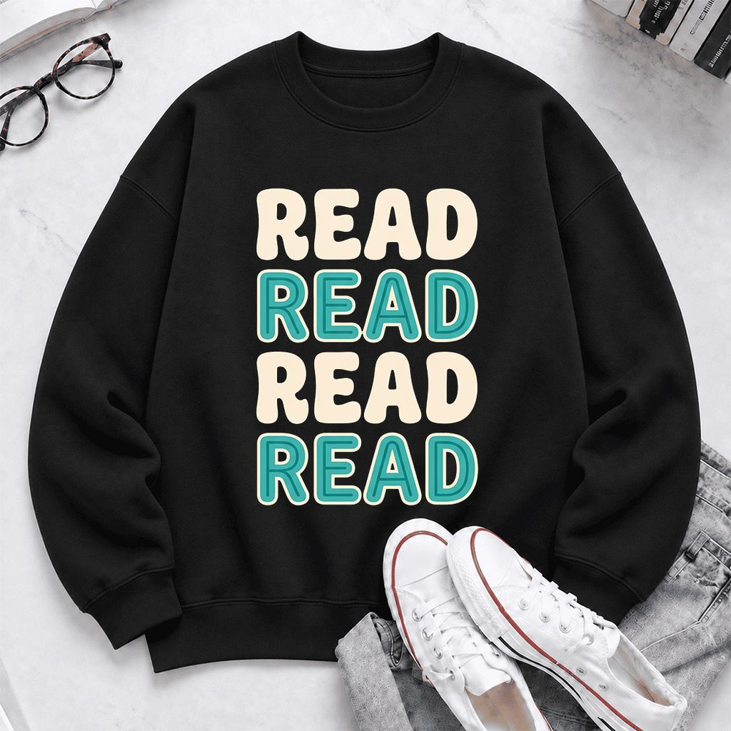 Read Read Read Read Softstyle Sweatshirt | Simple Book Lover Gift Black