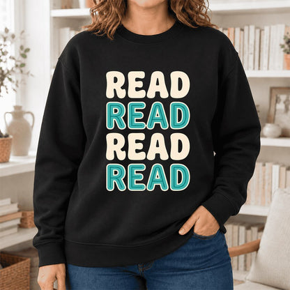 Read Read Read Read Softstyle Sweatshirt | Simple Book Lover Gift Black