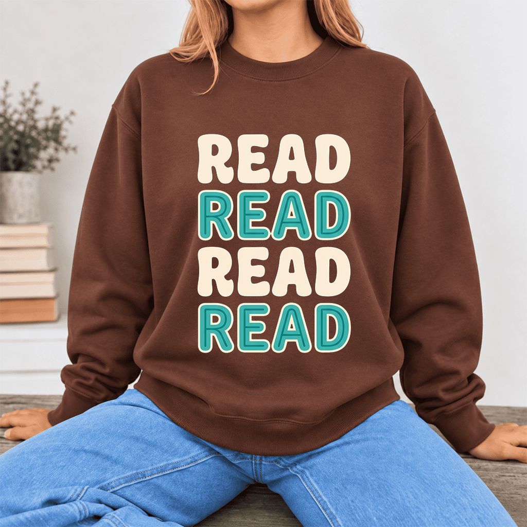 Read Read Read Read Softstyle Sweatshirt | Simple Book Lover Gift Cocoa
