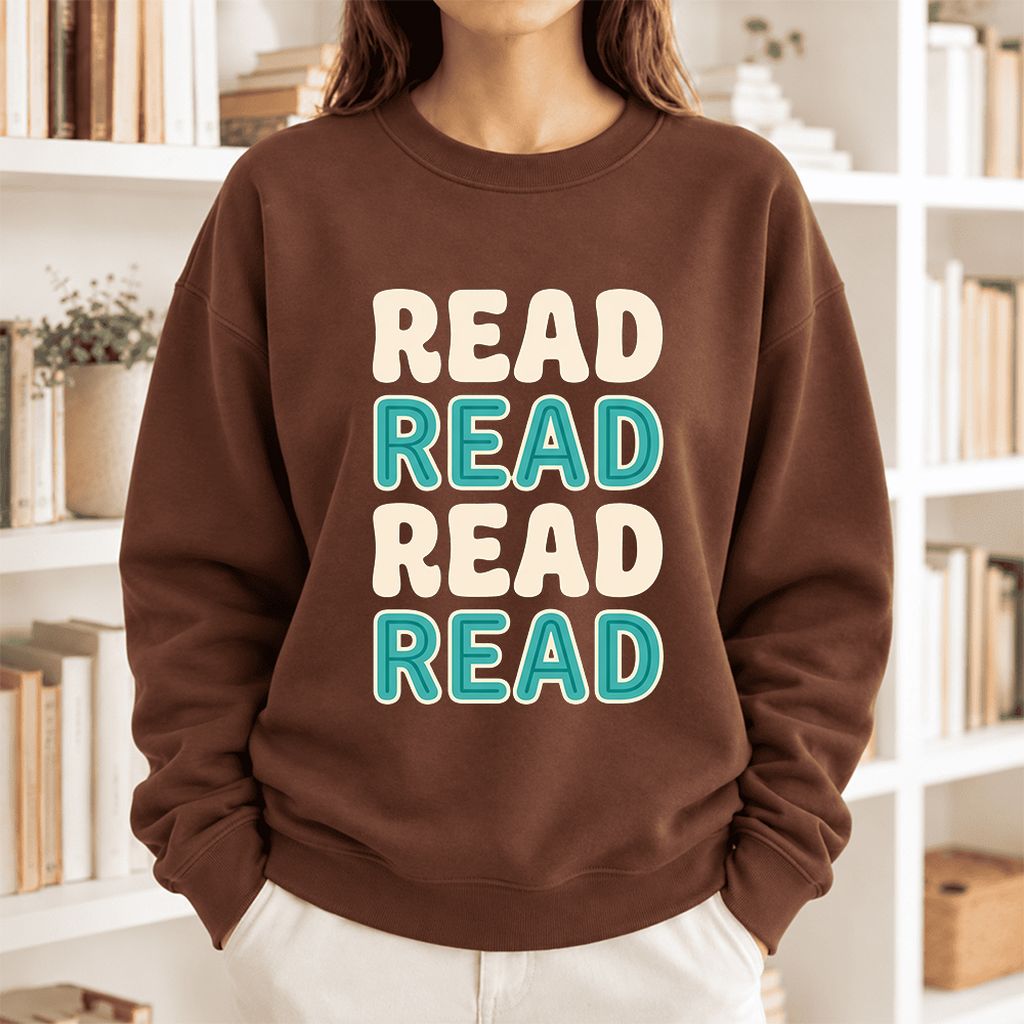 Read Read Read Read Softstyle Sweatshirt | Simple Book Lover Gift Cocoa