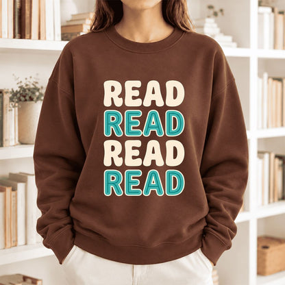 Read Read Read Read Softstyle Sweatshirt | Simple Book Lover Gift Cocoa
