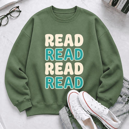 Read Read Read Read Softstyle Sweatshirt | Simple Book Lover Gift Military Green