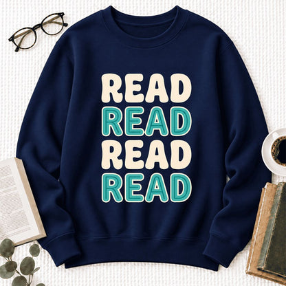 Read Read Read Read Softstyle Sweatshirt | Simple Book Lover Gift Navy