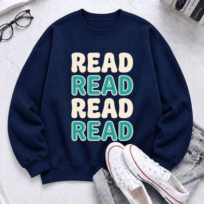 Read Read Read Read Softstyle Sweatshirt | Simple Book Lover Gift Navy