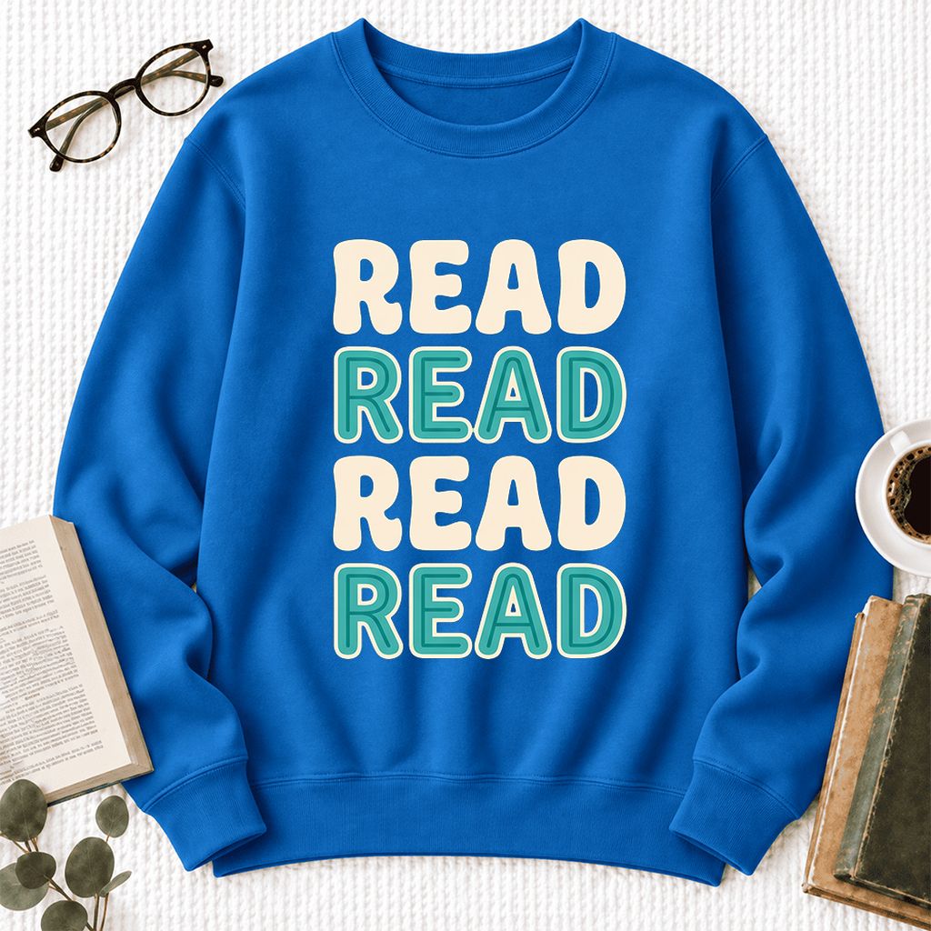 Read Read Read Read Softstyle Sweatshirt | Simple Book Lover Gift Royal