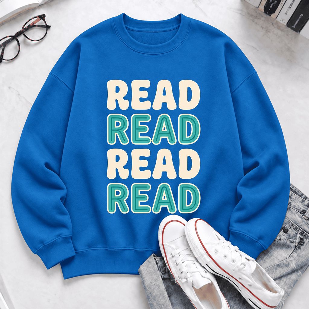 Read Read Read Read Softstyle Sweatshirt | Simple Book Lover Gift Royal