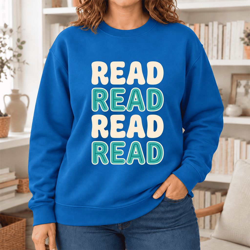 Read Read Read Read Softstyle Sweatshirt | Simple Book Lover Gift Royal