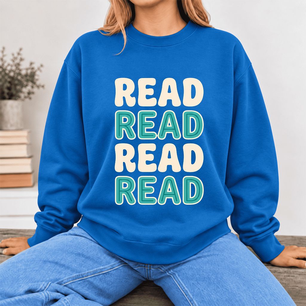 Read Read Read Read Softstyle Sweatshirt | Simple Book Lover Gift Royal