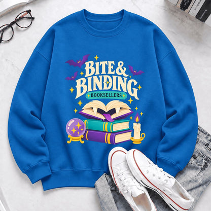 Bite & Binding Booksellers Softstyle Sweatshirt | Fantasy Reader Gift Royal