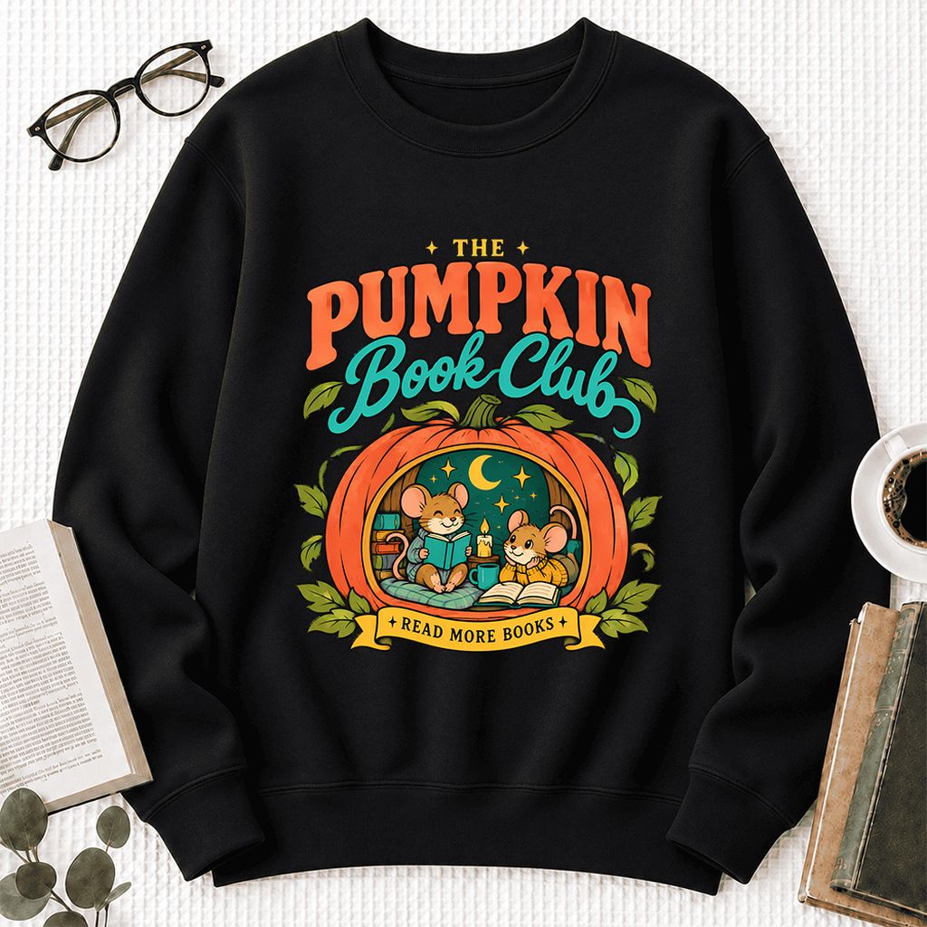 The Pumpkin Book Club Softstyle Sweatshirt | Halloween Reader Gift Black