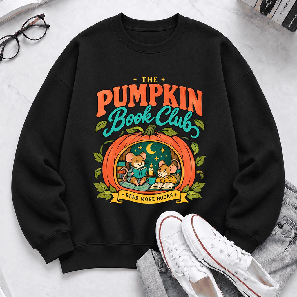 The Pumpkin Book Club Softstyle Sweatshirt | Halloween Reader Gift Black