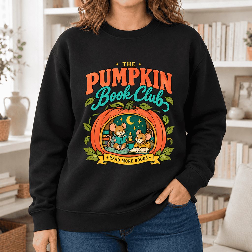 The Pumpkin Book Club Softstyle Sweatshirt | Halloween Reader Gift Black
