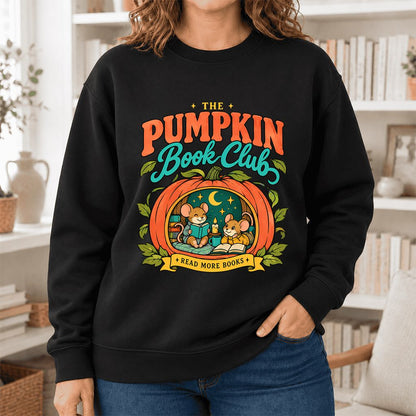 The Pumpkin Book Club Softstyle Sweatshirt | Halloween Reader Gift Black