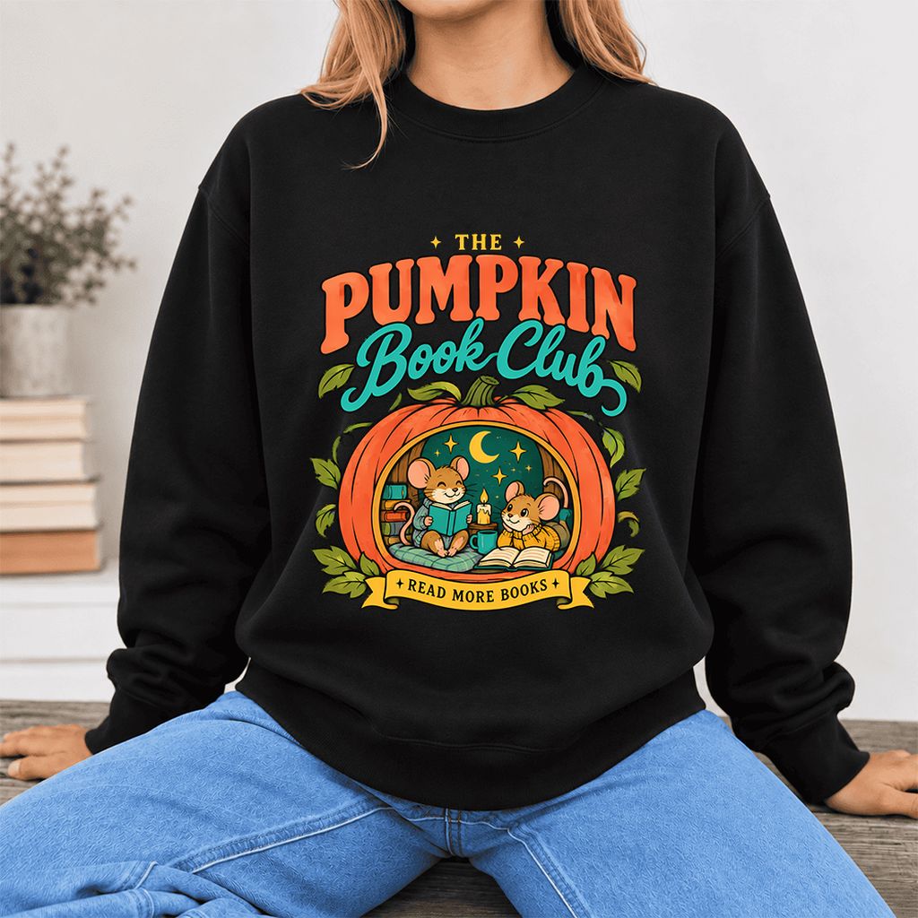 The Pumpkin Book Club Softstyle Sweatshirt | Halloween Reader Gift Black