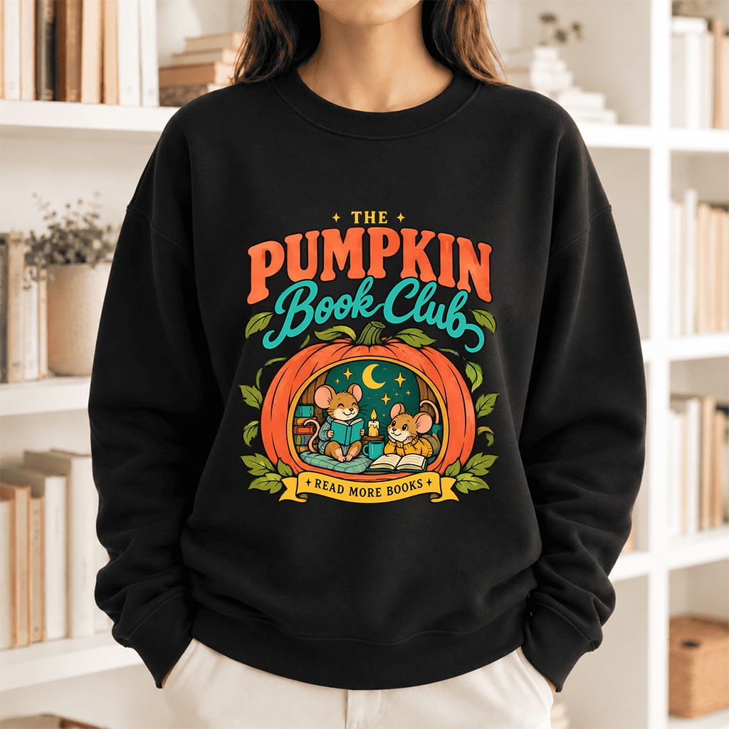 The Pumpkin Book Club Softstyle Sweatshirt | Halloween Reader Gift Black