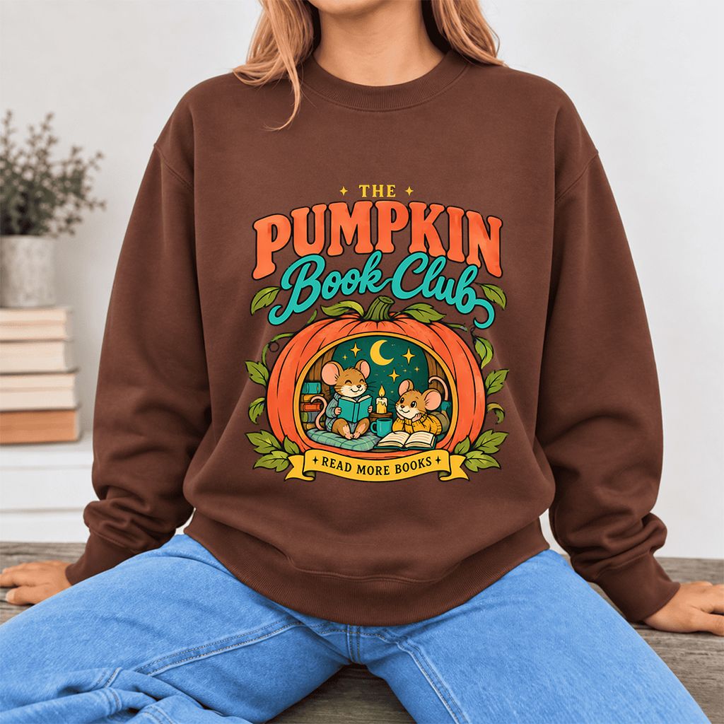 The Pumpkin Book Club Softstyle Sweatshirt | Halloween Reader Gift Cocoa