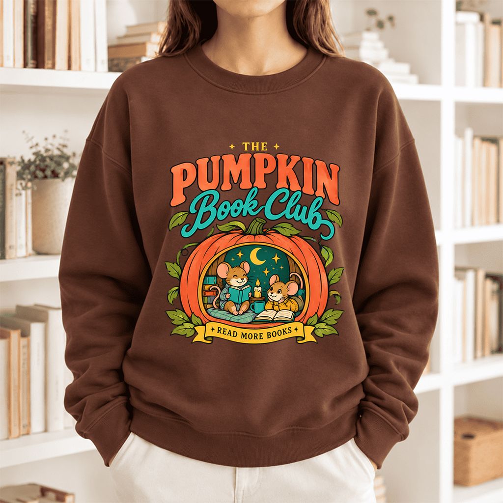 The Pumpkin Book Club Softstyle Sweatshirt | Halloween Reader Gift Cocoa