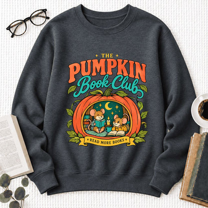 The Pumpkin Book Club Softstyle Sweatshirt | Halloween Reader Gift Dark Heather