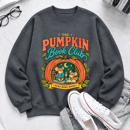 The Pumpkin Book Club Softstyle Sweatshirt | Halloween Reader Gift Dark Heather