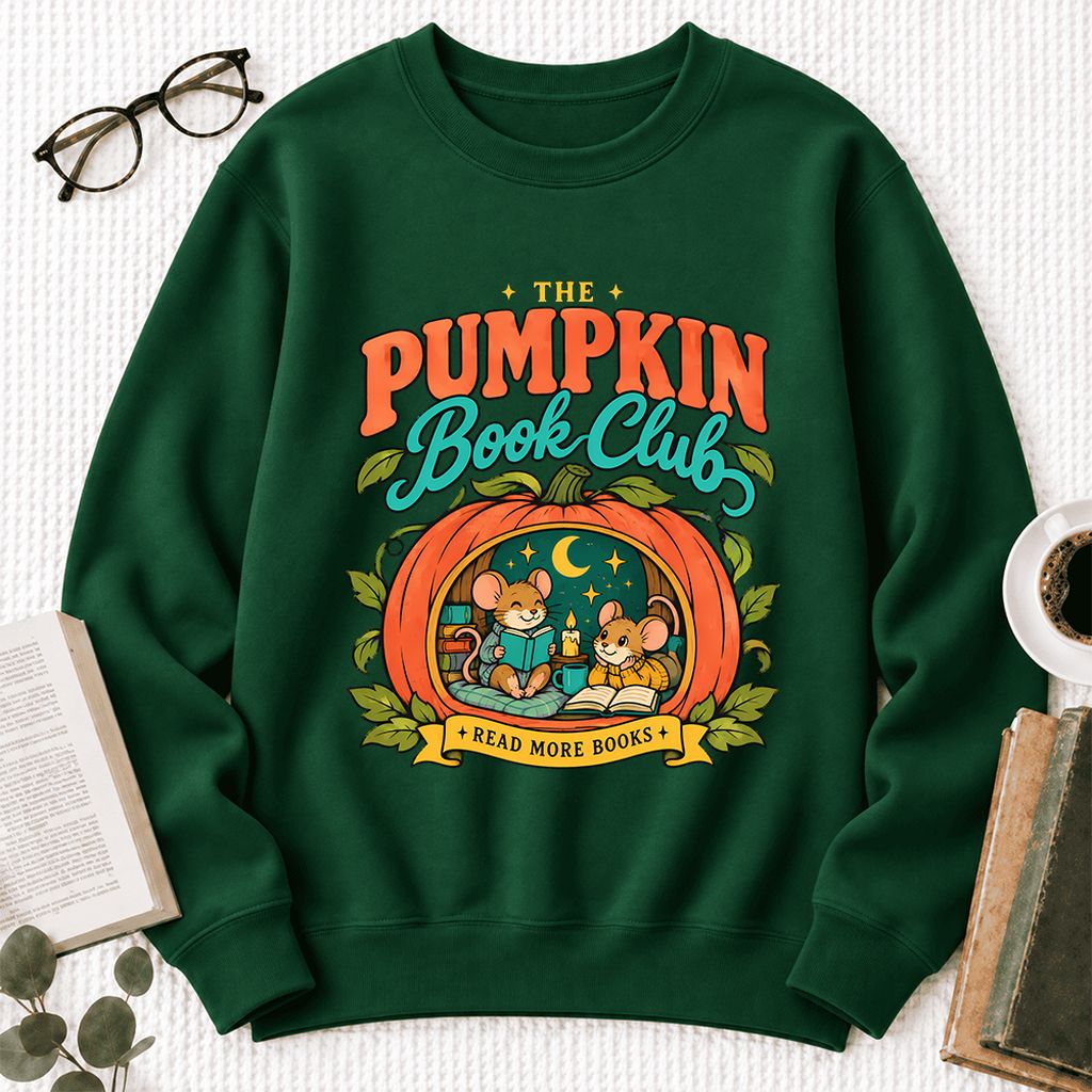 The Pumpkin Book Club Softstyle Sweatshirt | Halloween Reader Gift Forest Green