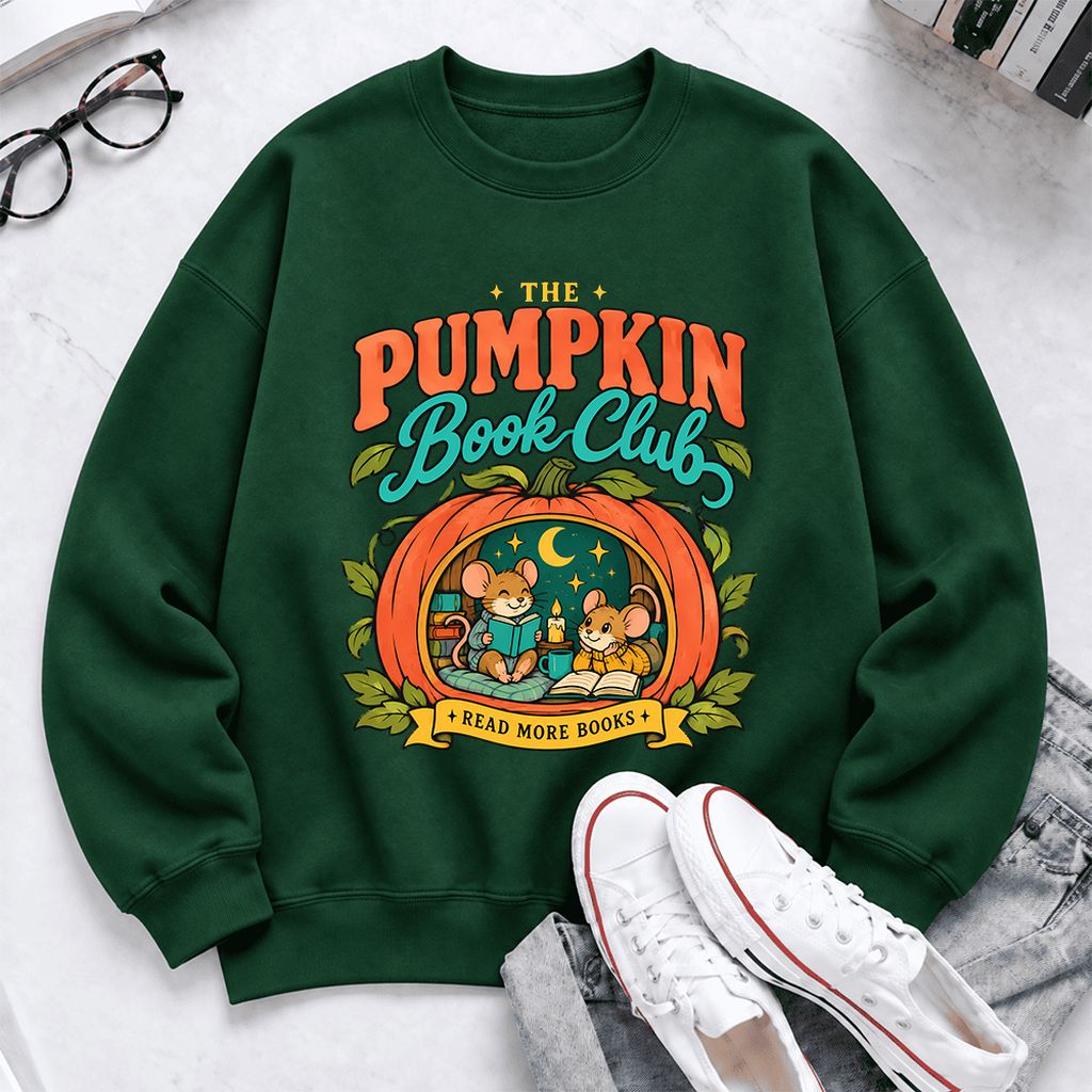 The Pumpkin Book Club Softstyle Sweatshirt | Halloween Reader Gift Forest Green