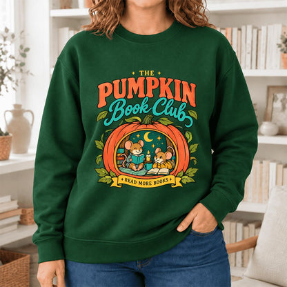 The Pumpkin Book Club Softstyle Sweatshirt | Halloween Reader Gift Forest Green