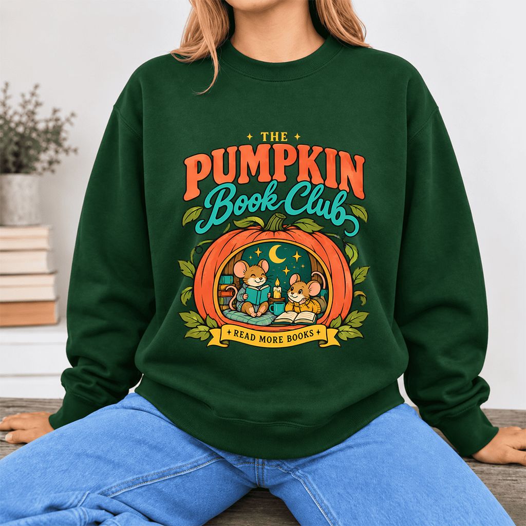 The Pumpkin Book Club Softstyle Sweatshirt | Halloween Reader Gift Forest Green