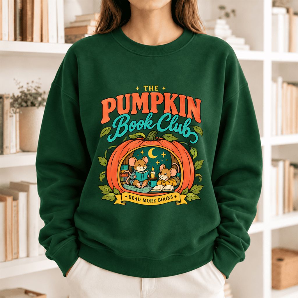 The Pumpkin Book Club Softstyle Sweatshirt | Halloween Reader Gift Forest Green