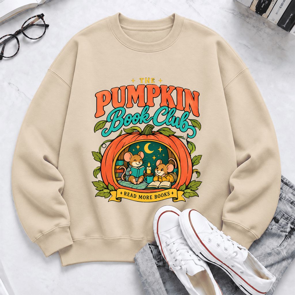 The Pumpkin Book Club Softstyle Sweatshirt | Halloween Reader Gift Sand