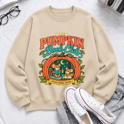 The Pumpkin Book Club Softstyle Sweatshirt | Halloween Reader Gift Sand