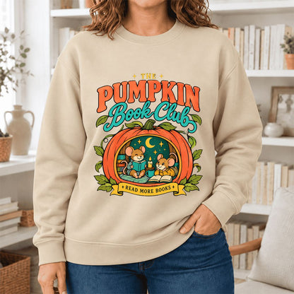 The Pumpkin Book Club Softstyle Sweatshirt | Halloween Reader Gift Sand