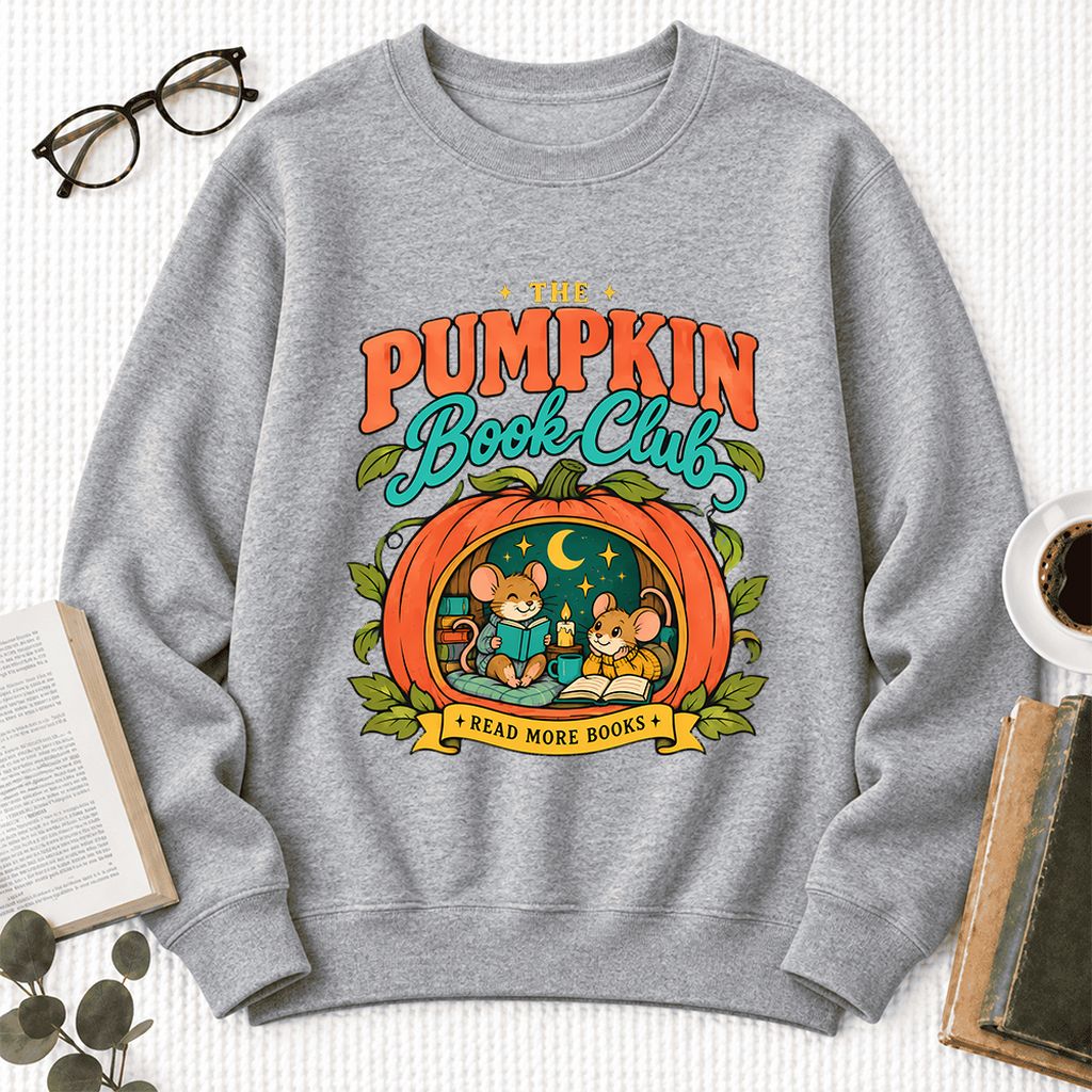 The Pumpkin Book Club Softstyle Sweatshirt | Halloween Reader Gift Sport Grey