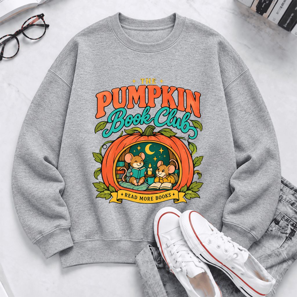 The Pumpkin Book Club Softstyle Sweatshirt | Halloween Reader Gift Sport Grey