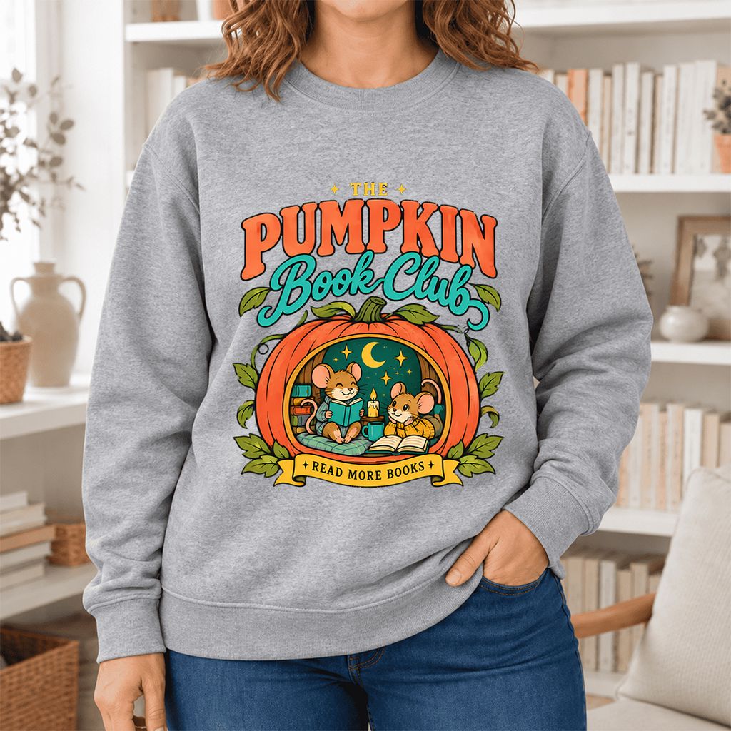 The Pumpkin Book Club Softstyle Sweatshirt | Halloween Reader Gift Sport Grey