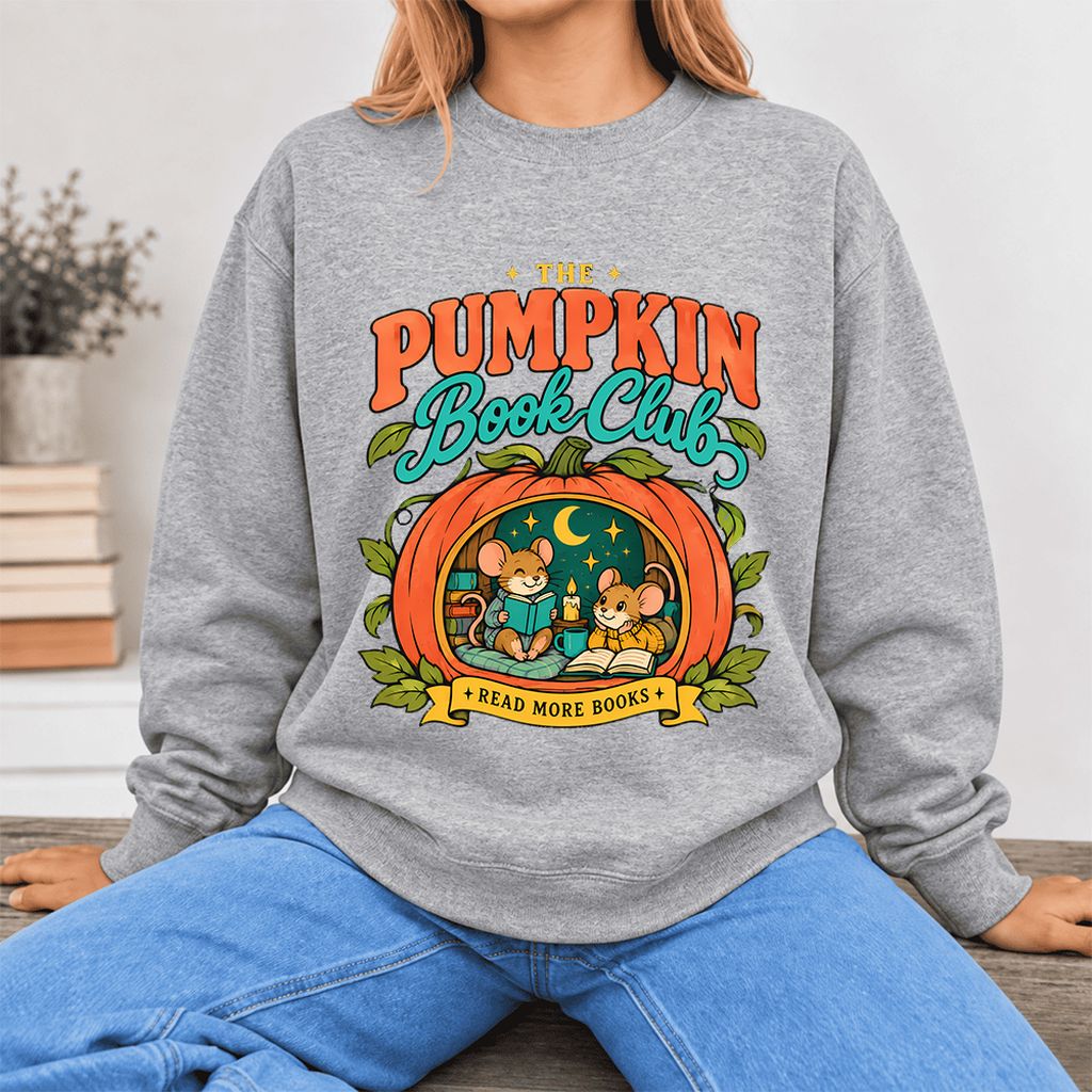 The Pumpkin Book Club Softstyle Sweatshirt | Halloween Reader Gift Sport Grey