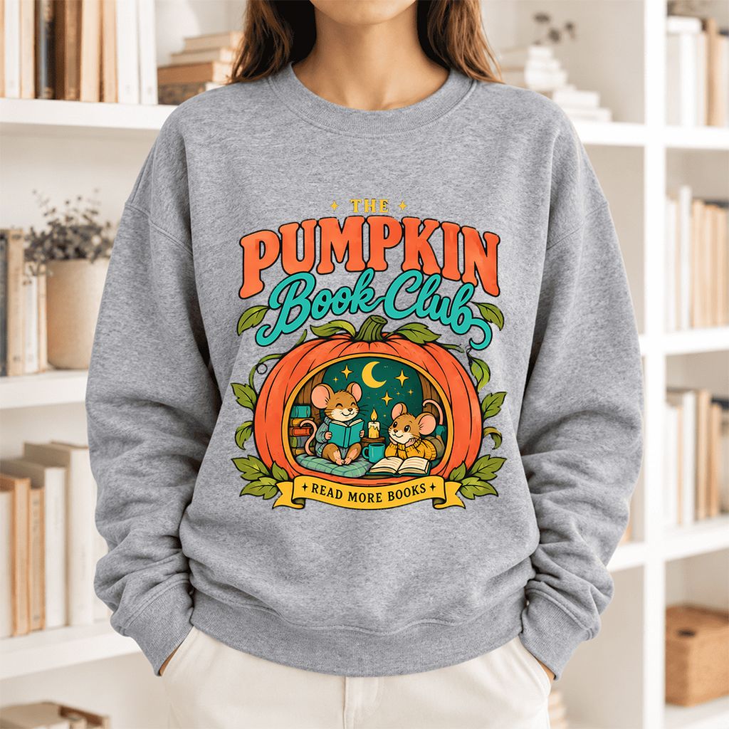The Pumpkin Book Club Softstyle Sweatshirt | Halloween Reader Gift Sport Grey