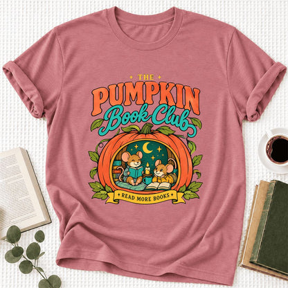 The Pumpkin Book Club Ultra-Soft Cotton T-Shirt | Halloween Book Lover Gift Mauve