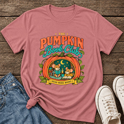 The Pumpkin Book Club Ultra-Soft Cotton T-Shirt | Halloween Book Lover Gift Mauve