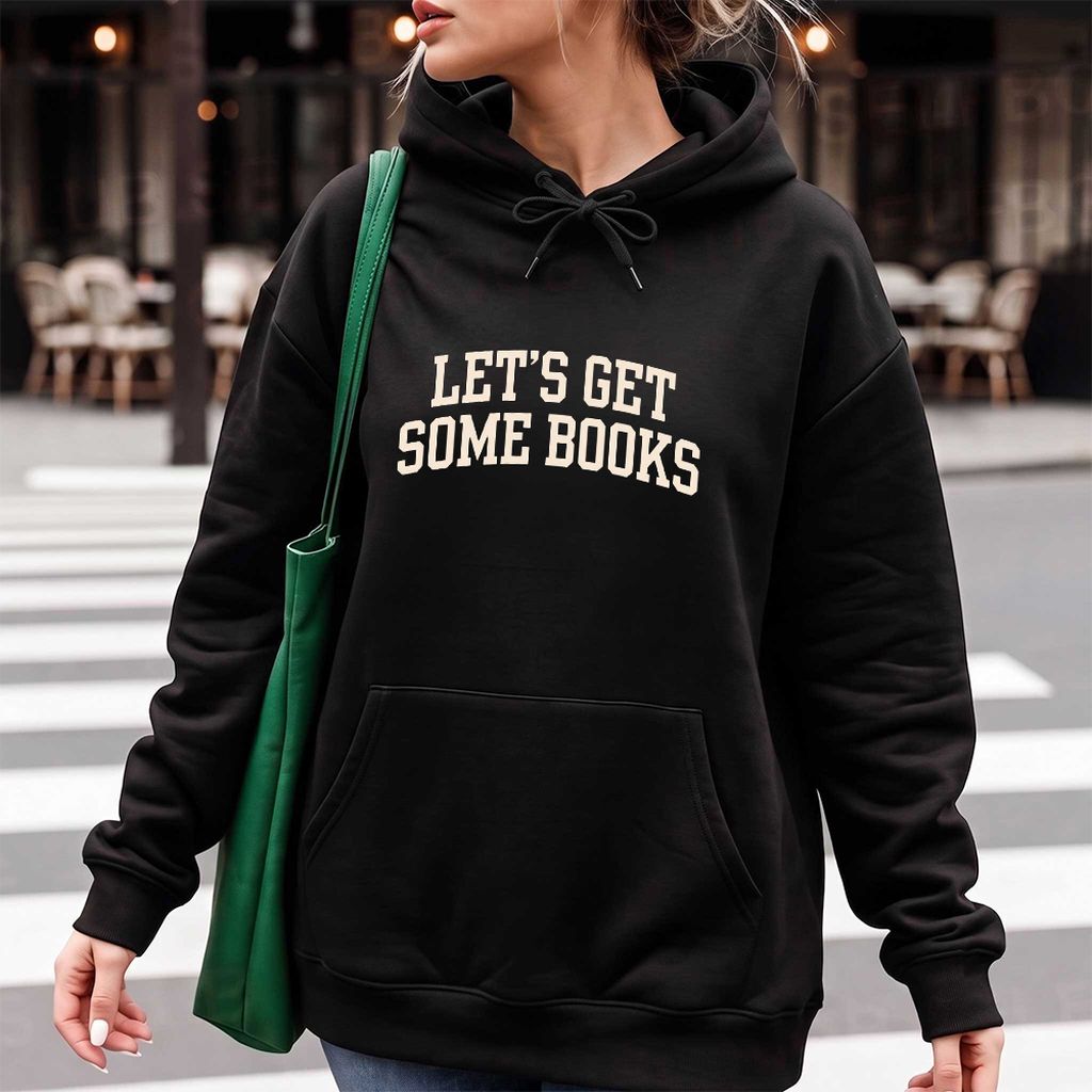 Let's Get Some Books Softstyle Hoodie | Book Lover Gift Black
