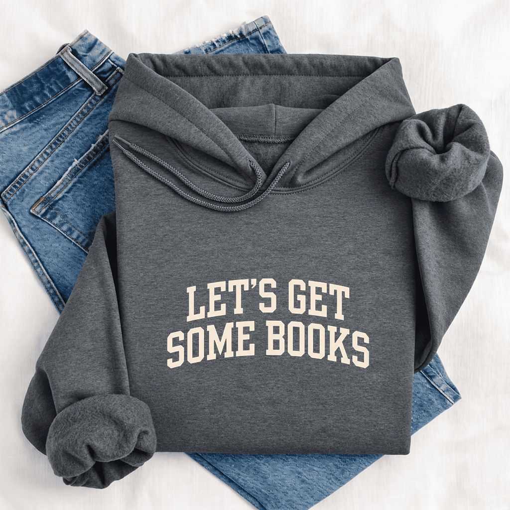 Let's Get Some Books Softstyle Hoodie | Book Lover Gift Dark Heather