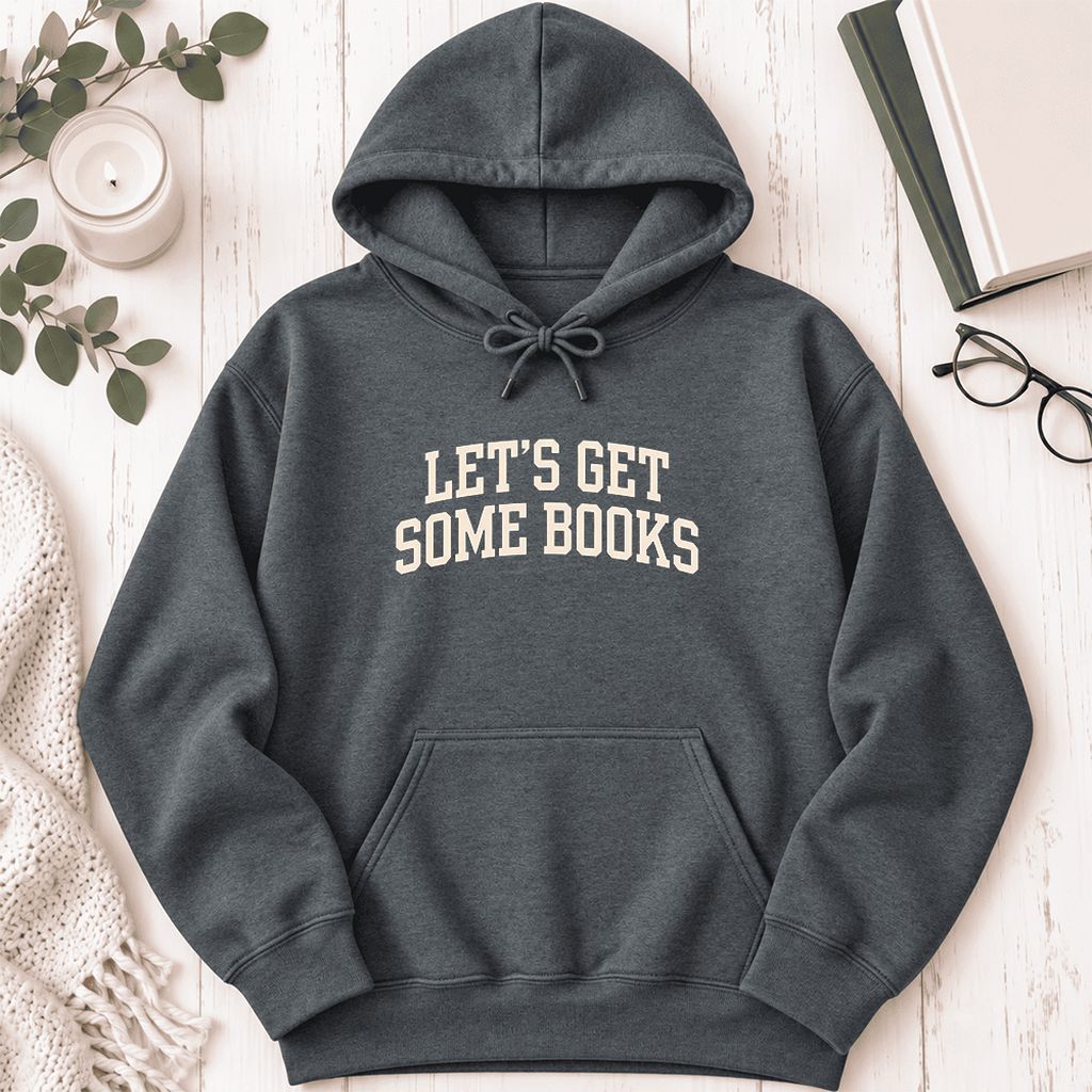 Let's Get Some Books Softstyle Hoodie | Book Lover Gift Dark Heather