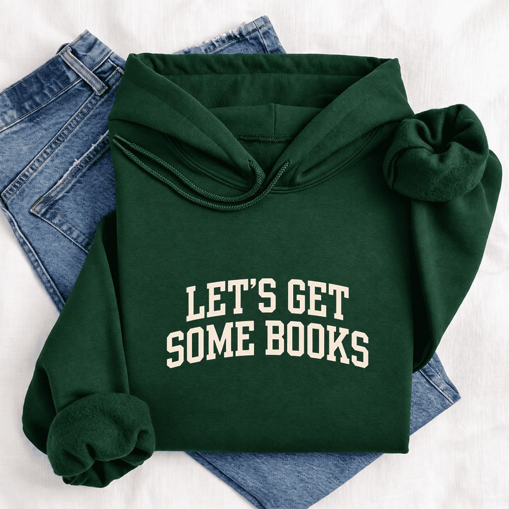 Let's Get Some Books Softstyle Hoodie | Book Lover Gift Forest Green