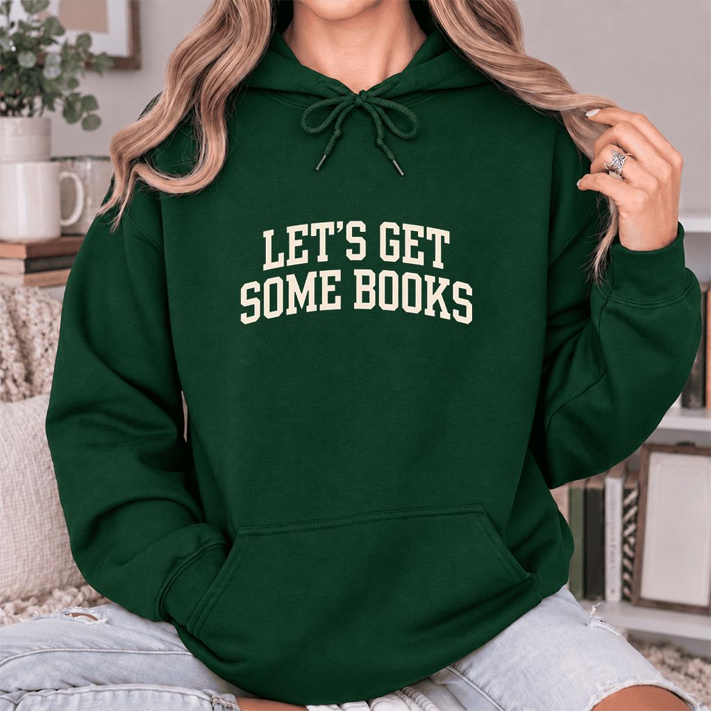 Let's Get Some Books Softstyle Hoodie | Book Lover Gift Forest Green