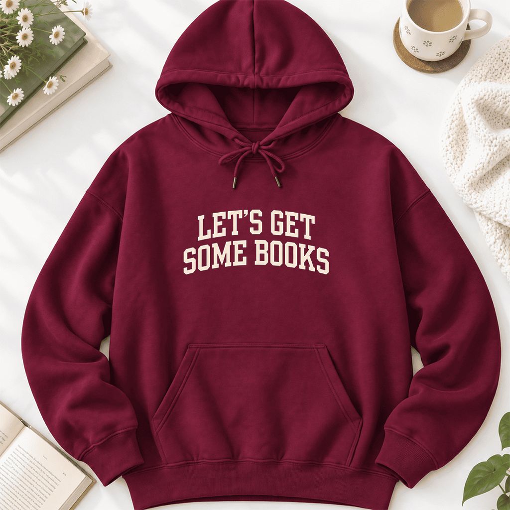 Let's Get Some Books Softstyle Hoodie | Book Lover Gift Maroon